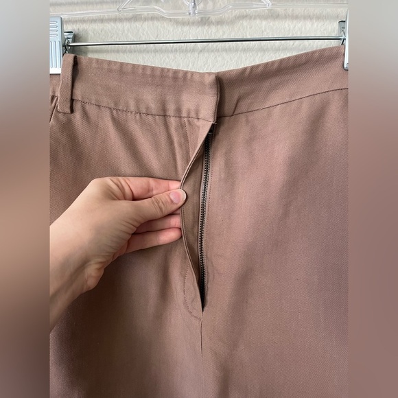 TIBI Removeable Tie Mini Linen Skirt in Camel Tan Women's Size 0 - Picture 4 of 15